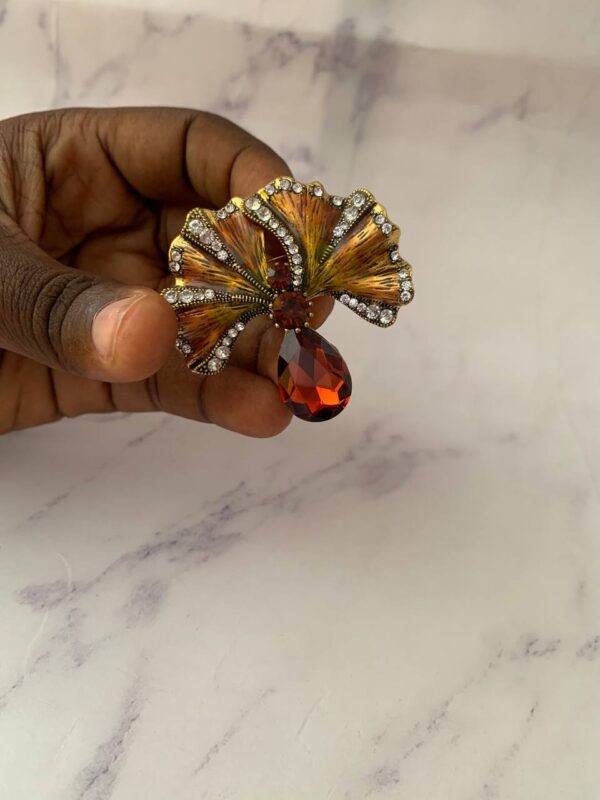 RED FAN BROOCH
