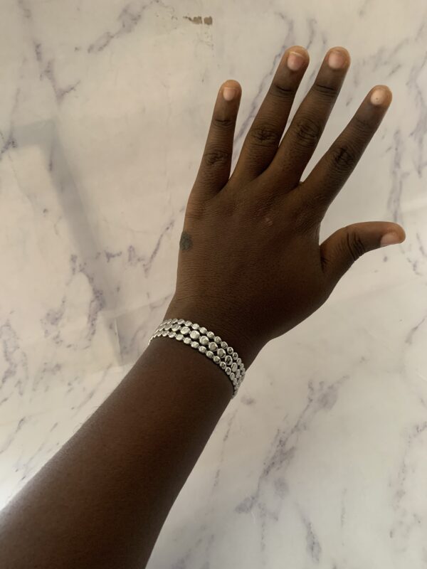 PEARLED SILVER BANGLE