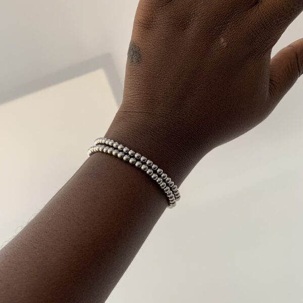 BEADS BRACELET SILVER SIZE B 4MM(2PCS)