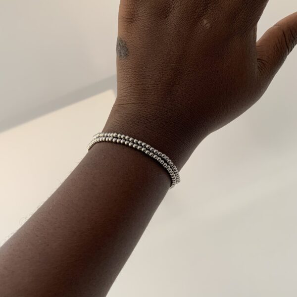 BEAD BRACELET SILVER SIZE A 3MM(2PCS)