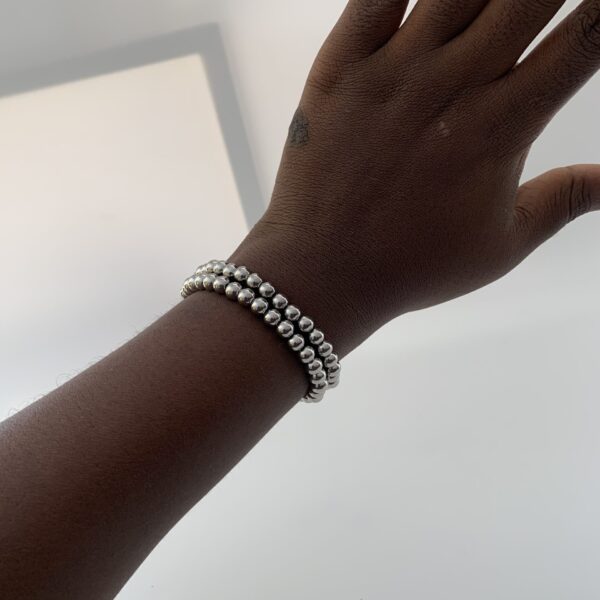 BEAD BRACELET SILVER SIZE C2 7MM(2PCS)