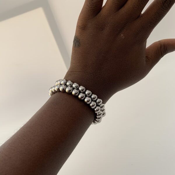 BEAD BRACELET SILVER D SIZE 8MM(2PCS)