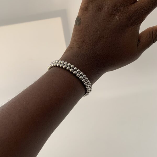 BEAD BRACELET SILVER C SIZE 5MM(2PCS)