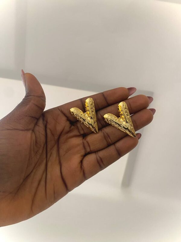 TEXTURED V EARRING