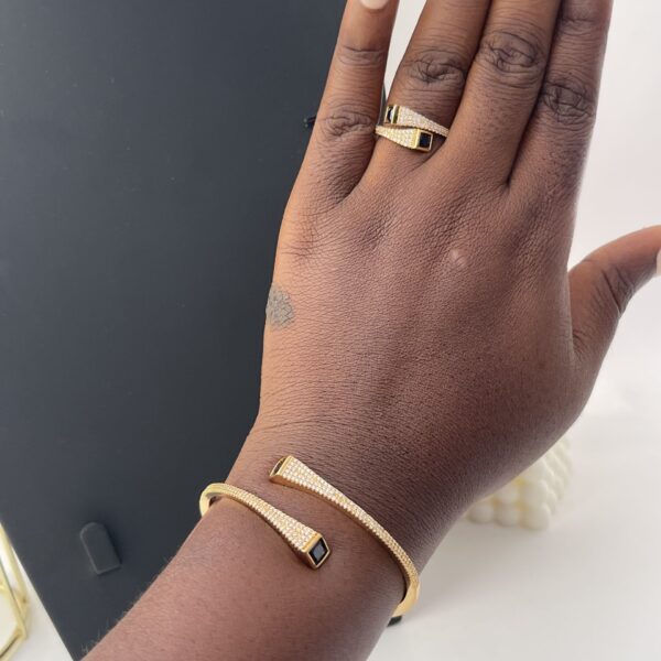 BLACK BANGLE AND RING SET