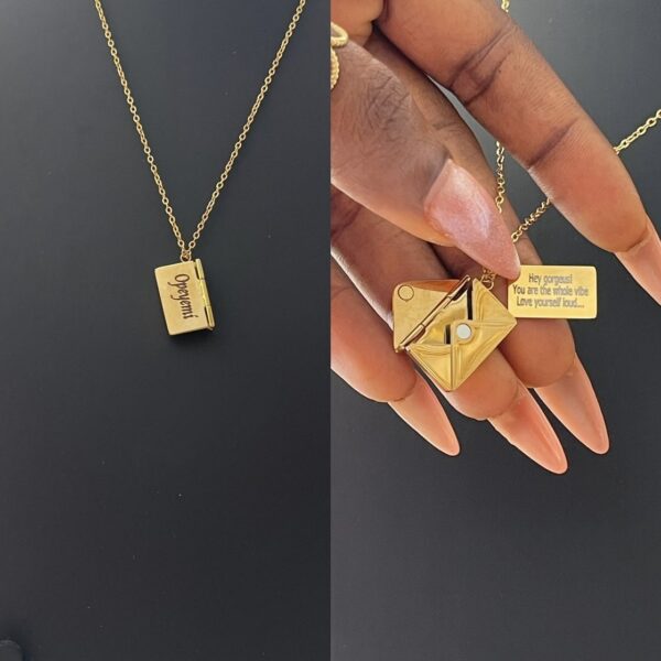 ENGRAVE ENVELOPE GOLD NECKLACE