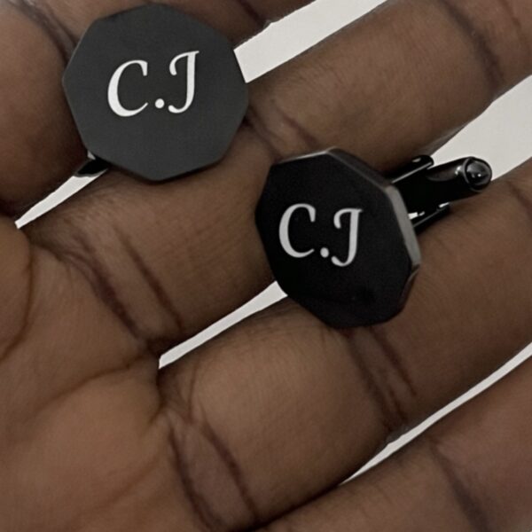 ENGRAVE HEXAGON BLACK CUFFLINKS