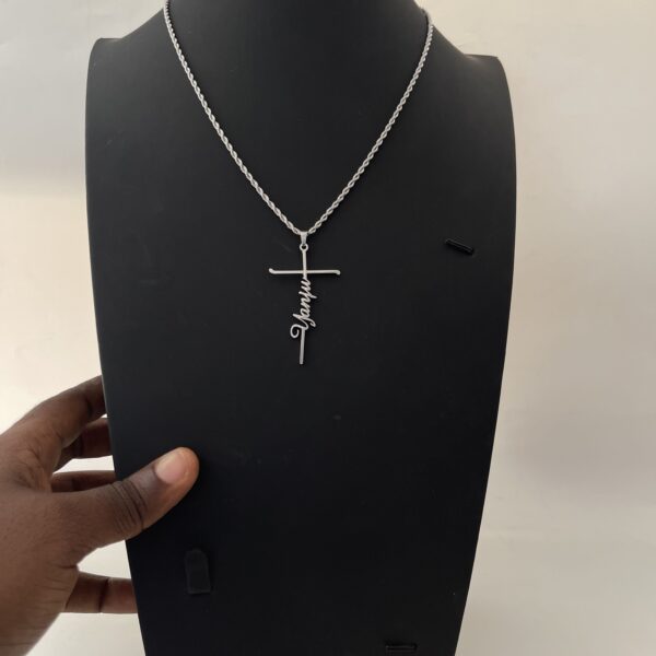 TINY NAME CROSS NECKLACE