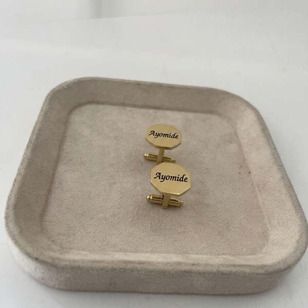ENGRAVE HEXAGON GOLD CUFFLINKS