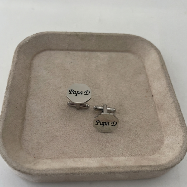 ENGRAVE HEXAGON SILVER CUFFLINKS