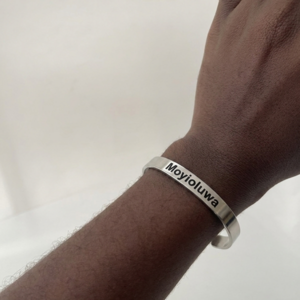 ENGRAVE SILVER CUFF BANGLE